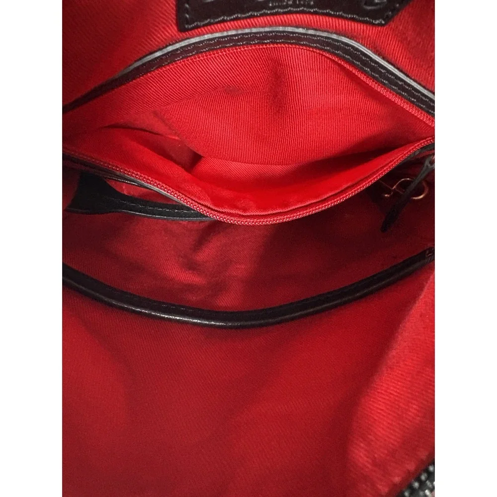 Vintage Y2K Dooney Bourke Red Tartan Plaid Crossbody Shoulder Bag Leather Trim